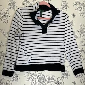 Lauren by Ralph Lauren Black white striped pullover